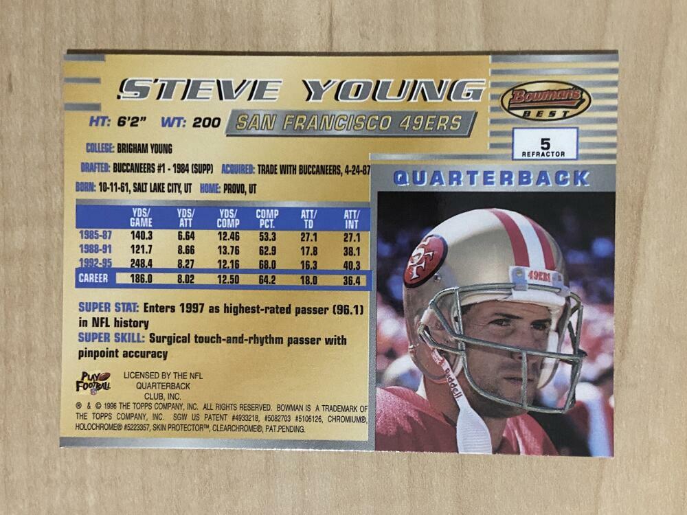 1996 BOWMANS BEST STEVE YOUNG REFRACTOR #5 49ERS