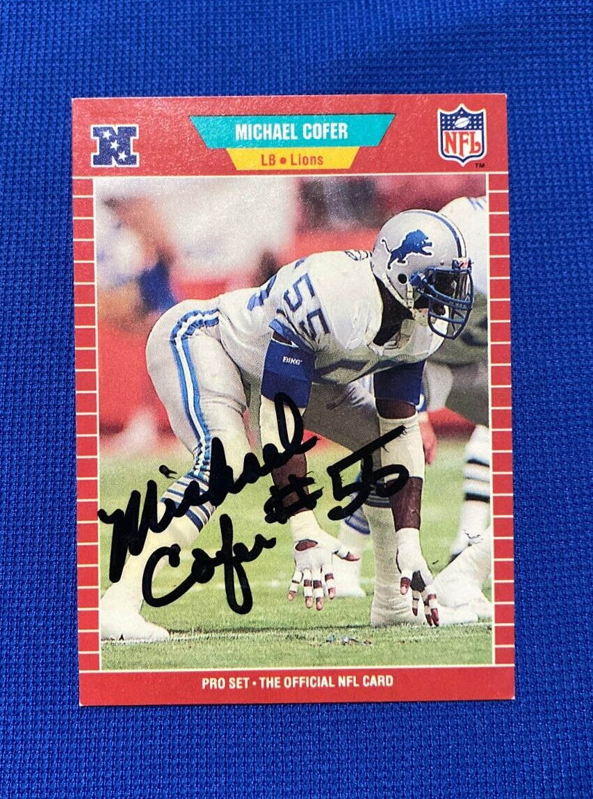 1989 PRO SET MICHAEL COFER DETROIT LIONS SIGNED AUTOGRAPHED AUTO CARD #119 W/COA