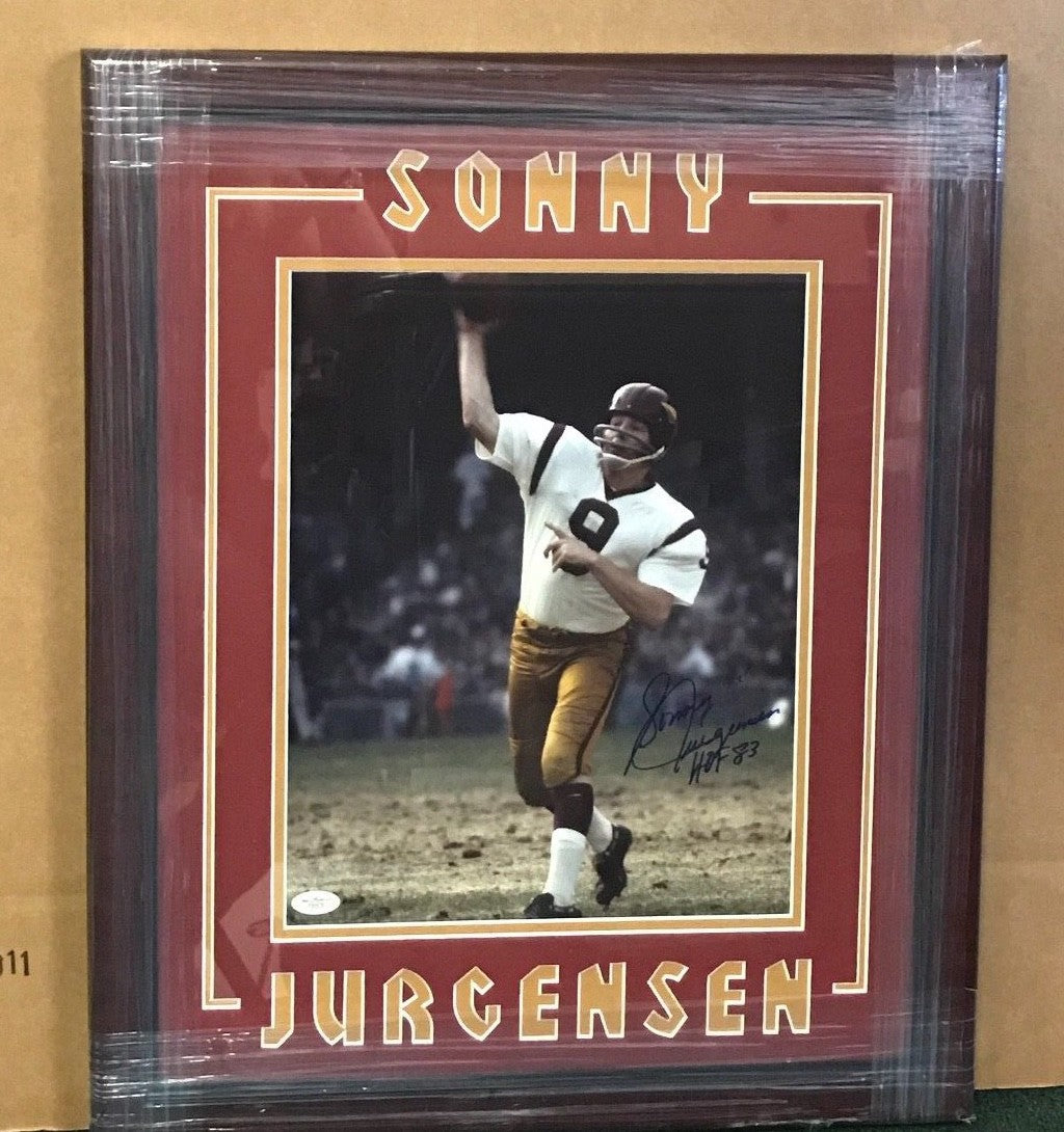 SONNY JURGENSEN   SIGNED 11X14 DOUBLE MATTED FRAMED JSA F93478