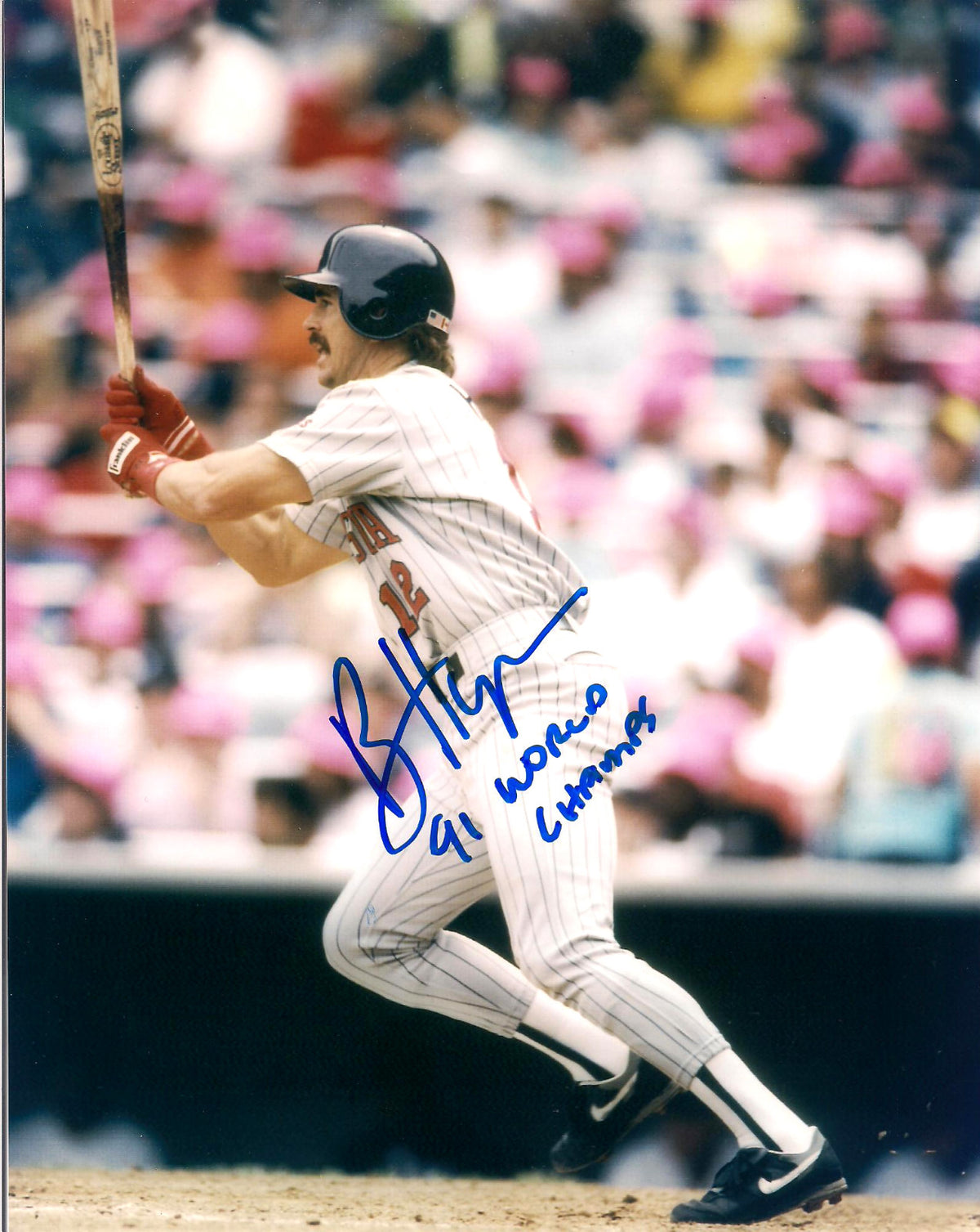 BRIAN HARPER MINNESOTA TWINS SIGNED AUTOGRAPHED 91 WORLD CHAMPS 8X10 PHOTO W/COA