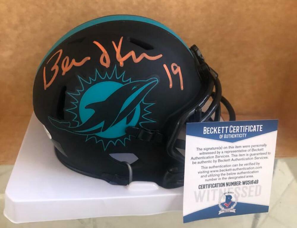 BERNIE KOSAR  MIAMI DOLPHINS  SIGNED AUTOGRAPHED MINI HELMET BECKETT WITNESS