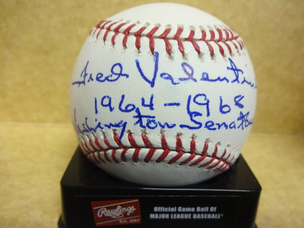 FRED VALENTINE 1964-1968 WASHINGTON SENATORS SIGNED M.L. BASEBALL W/COA