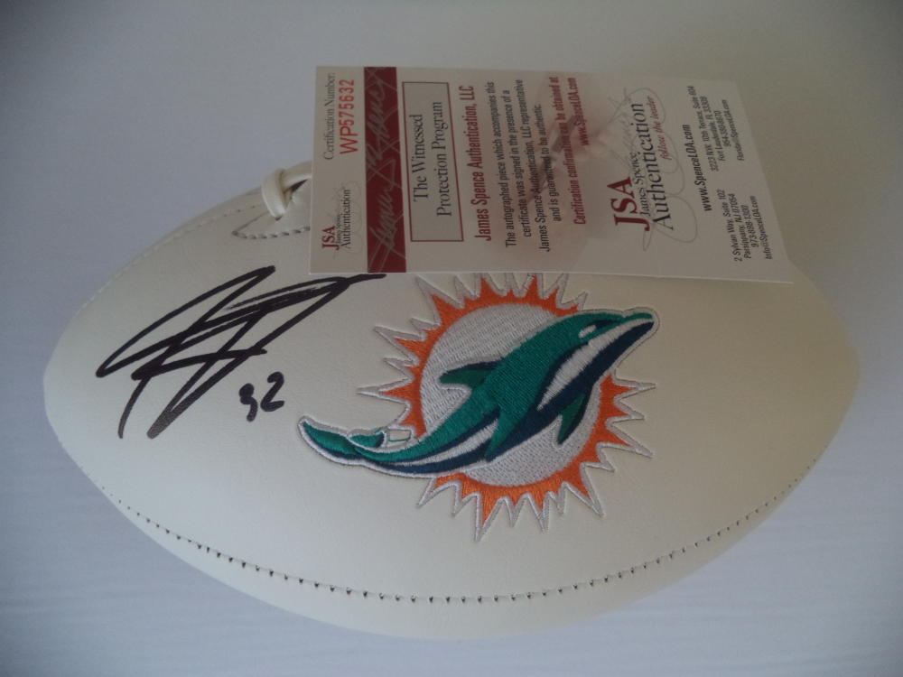 KENYAN DRAKE MIAMI DOLPHINS SIGNED LOGO FOOTBALL W/ PICTURE PROOF JSA 