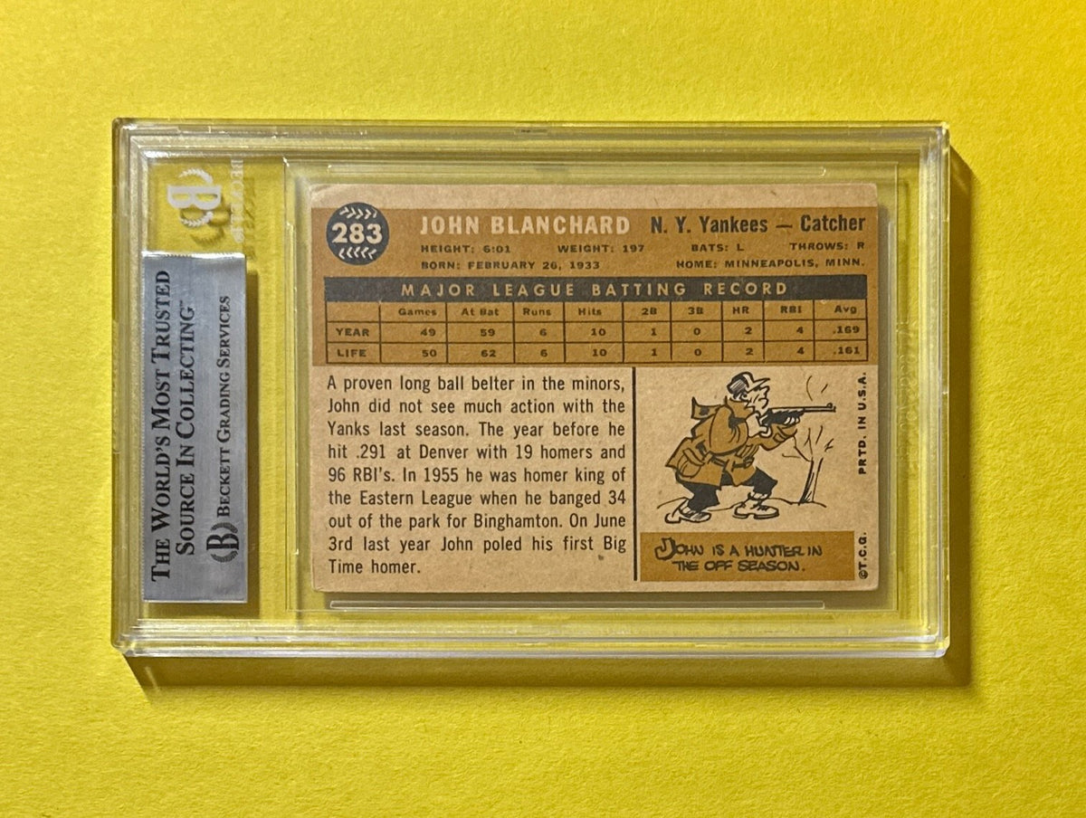1960 TOPPS JOHN BLANCHARD #283 BECKETT AUTHENTIC SIGNED AUTO CARD YANKEES