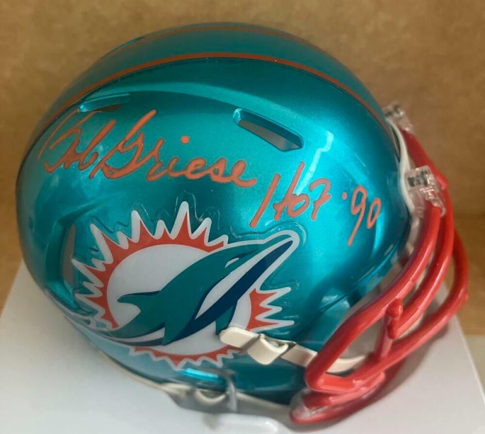 BOB GRIESE MIAMI DOLPHINS HOF 90 SIGNED FLASH MINI HELMET BAS WITNESSED
