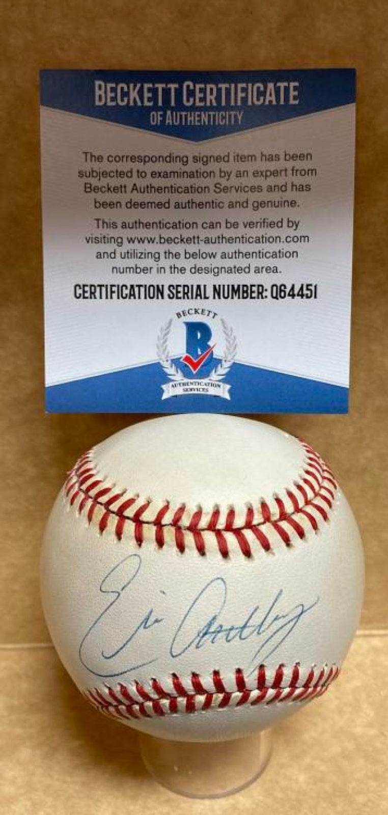 ERIC ANTHONY ASTROS/REDS/DODGERS SIGNED AUTOGRAPHED N.L. BASEBALL BECKETT Q64451