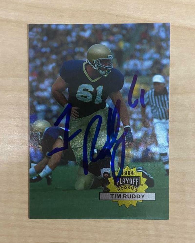 TIM RUDDY MIAMI DOLPHINS SIGNED AUTOGRAPHED 1994 PLAYOFF CARD #312 W/COA