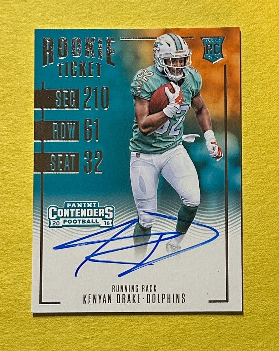 2016 PANINI CONTENDERS KENYAN DRAKE ROOKIE AUTO #312 DOLPHINS