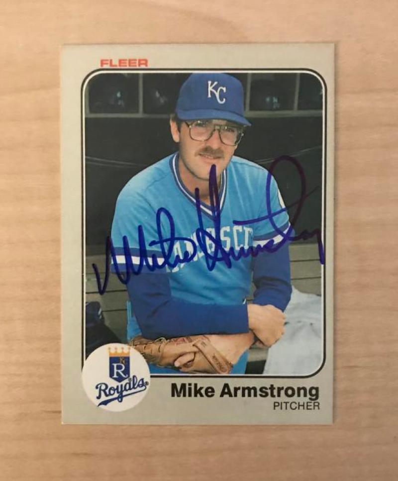 MIKE ARMSTRONG KANSAS CITY ROYALS SIGNED AUTOGRAPHED 1983 FLEER CARD #105 W/COA