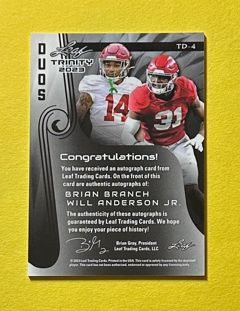 2023 LEAF TRINITY BRIAN BRANCH WILL ANDERSON JR DUAL AUTO /10 #TD-4