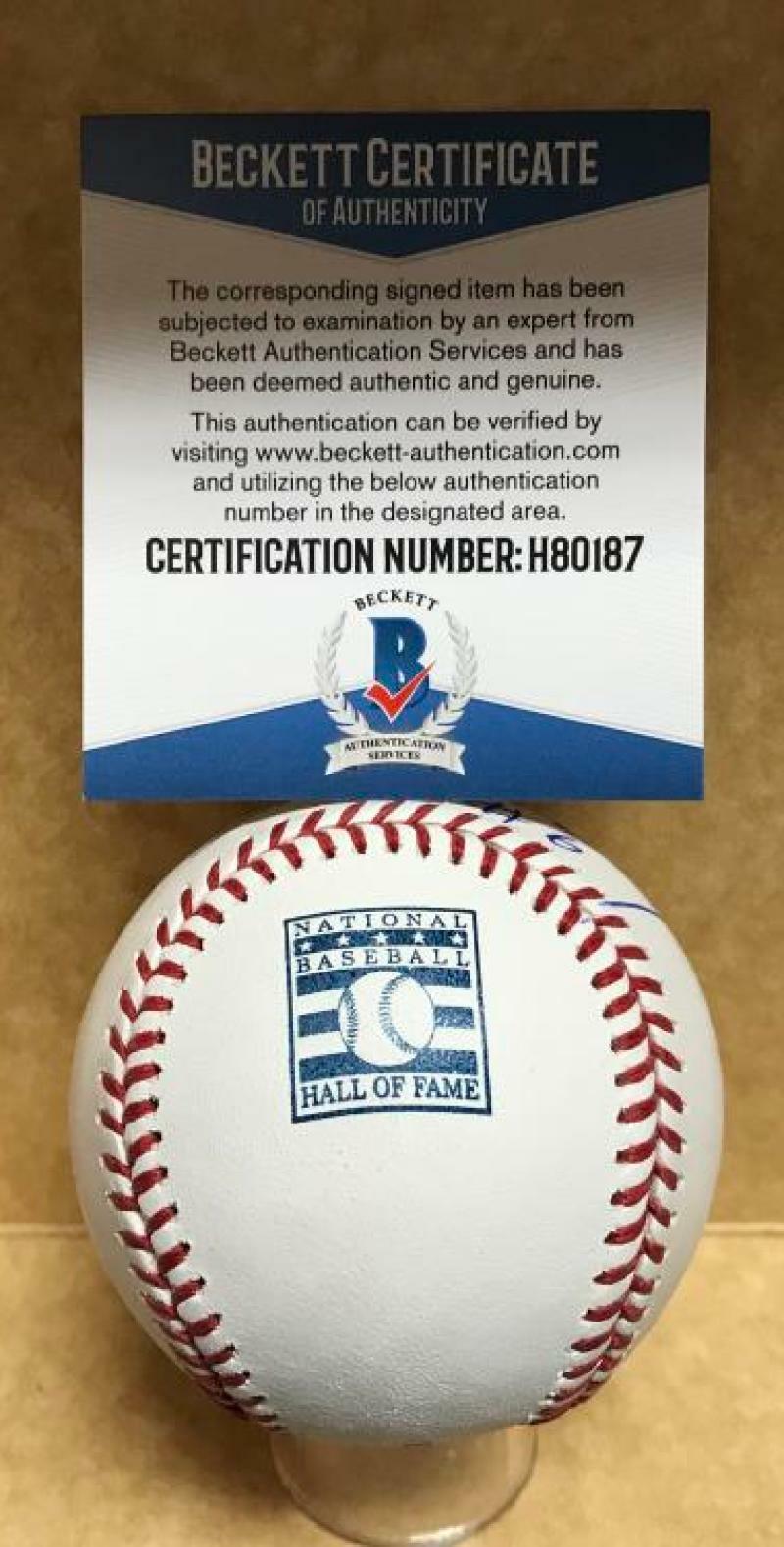 BRUCE FROEMING #6 SIGNED ON A HALL OF FAME BASEBALL BECKETT H80187