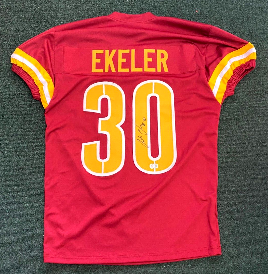 AUSTIN ECKELER #30 WASHINGTON COMMANDERS SIGNED AUTOGRAPH CUSTOM JERSEY BECKETT
