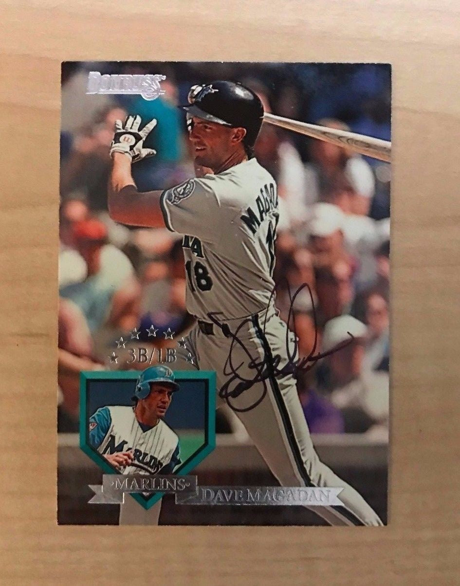 DAVE MAGADAN FLORIDA MARLINS SIGNED AUTOGRAPHED 1995 SCORE CARD #489 W/COA