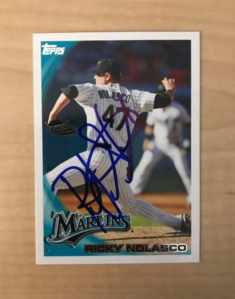 RICKY NOLASCO FLORIDA MARLINS SIGNED AUTOGRAPHED 2010 TOPPS CARD #213 W/COA