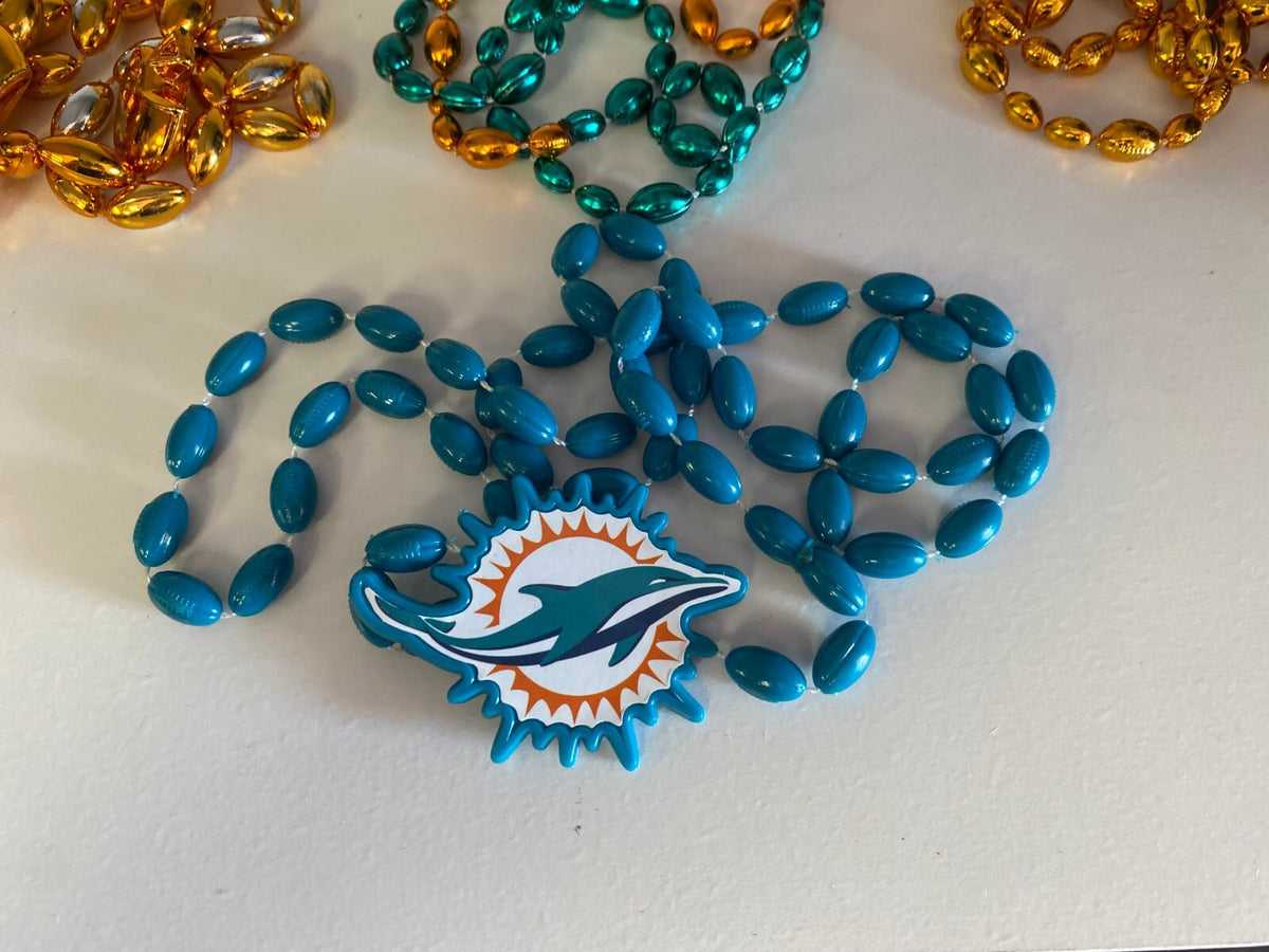 4PC LOT NFL FOOTBALL MIAMI DOLPHINS TEAM LOGO NECKLACE #1 FAN