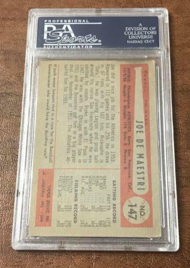 1954 BOWMAN JOE DEMAESTRI ATHLETICS SIGNED CARD PSA AUTOGRAPH