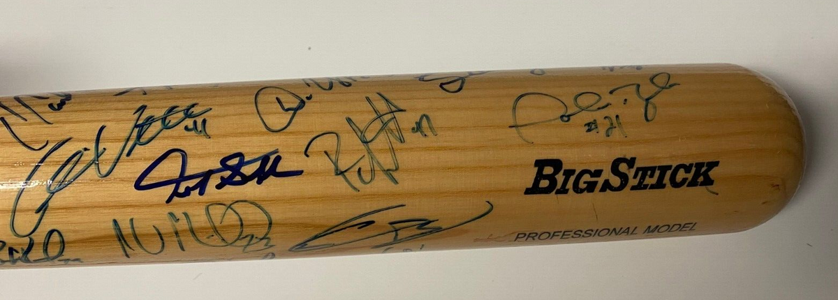 GIANCARLO STANTON DAN UGGLA CODY ROSS ANDREW MILLER MULTI SIGNED MARLINS BAT COA