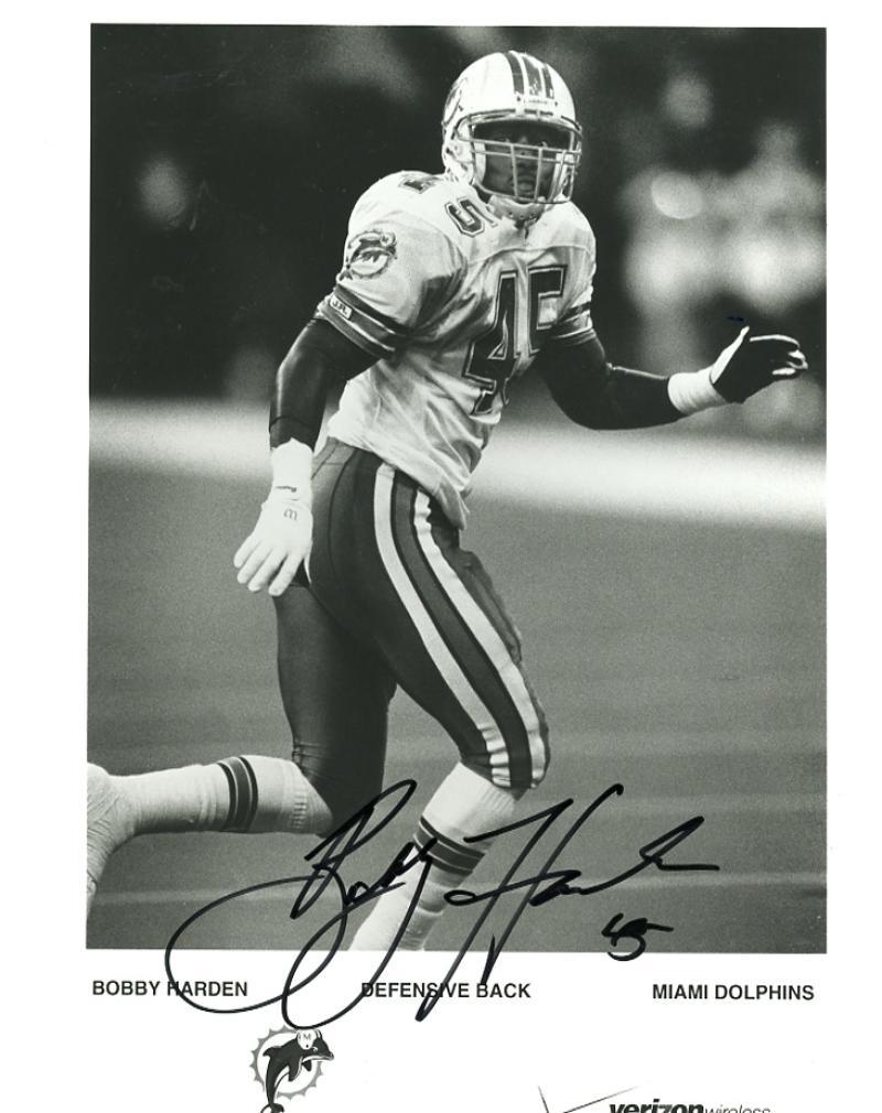 BOBBY HARDEN  MIAMI DOLPHINS SIGNED VERIZON PROMO  8X10 PHOTO 