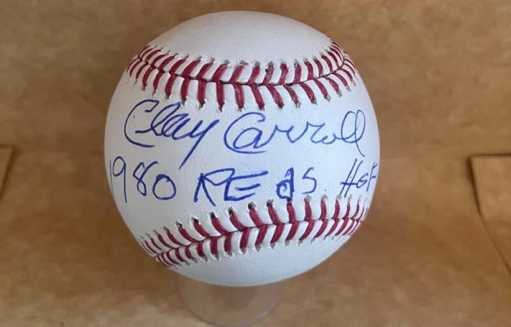 CLAY CARROLL 1980 REDS HOF SIGNED AUTOGRAPHED M.L. BASEBALL JSA AUTH