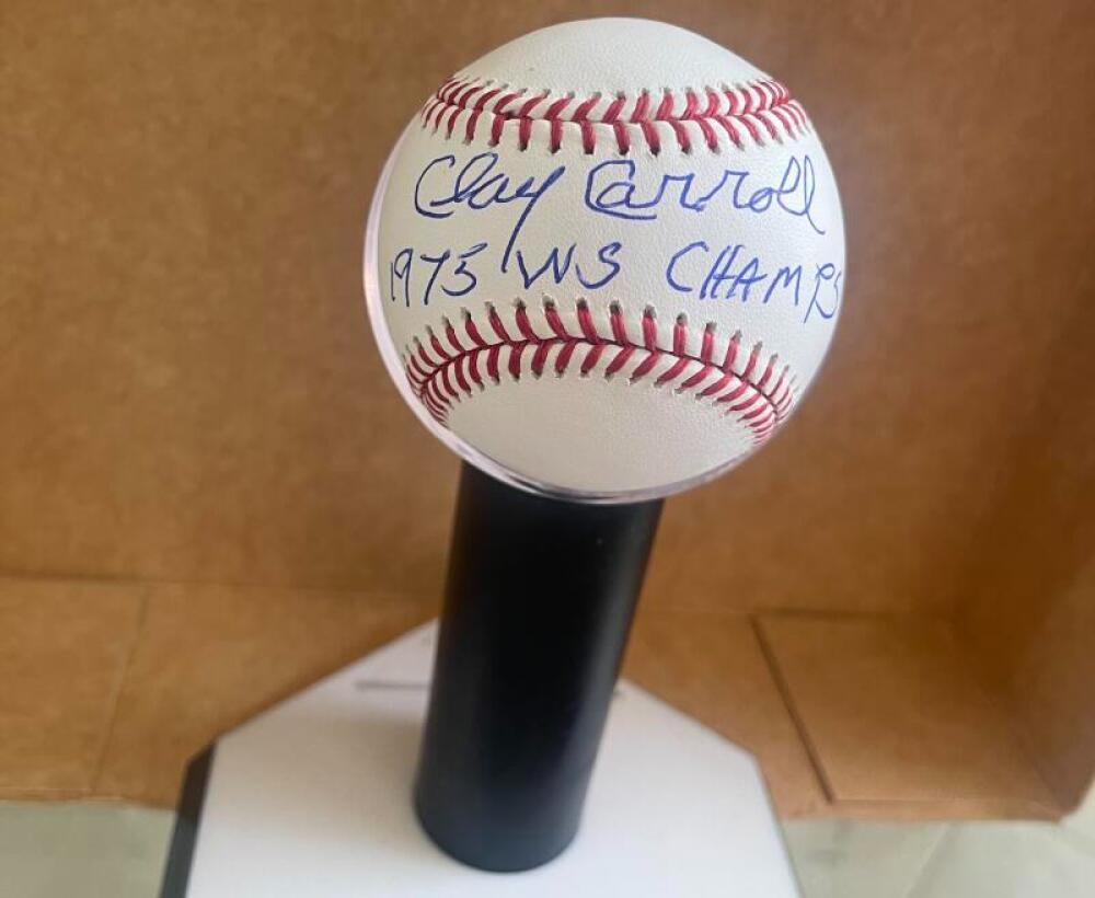 CLAY CARROLL REDS 75 WS CHAMPS SIGNED AUTOGRAPHED M.L. BASEBALL JSA AUTH 