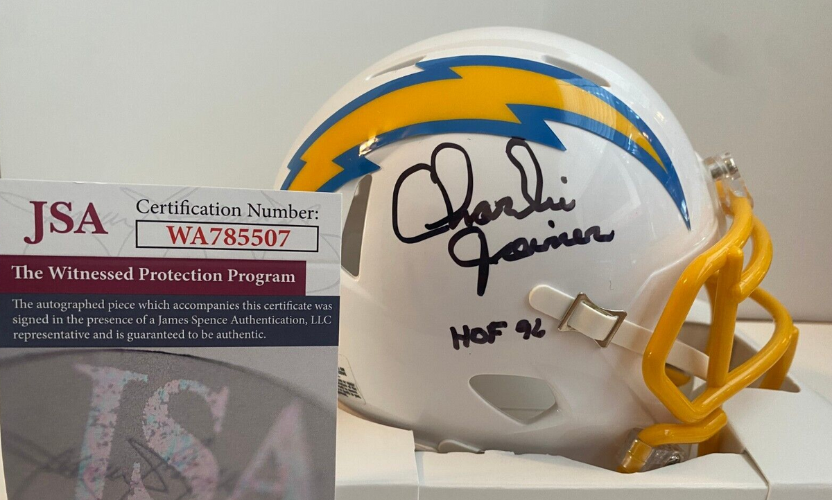 CHARLIE JOINER SAN DIEGO CHARGERS HOF 96 SIGNED AUTOGRAPHED MINI HELMET JSA