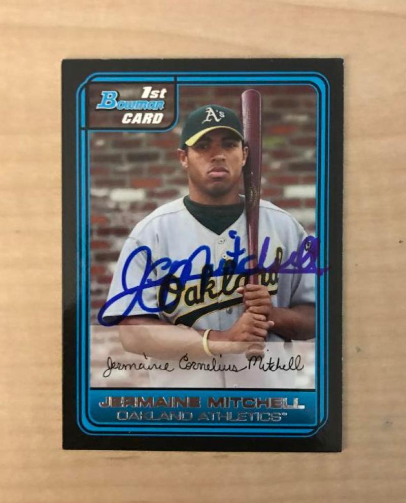 JERMAINE MITCHELL OAKLAND ATHELTICS SIGNED 2006 BOWMAN CARD #DP33 W/COA