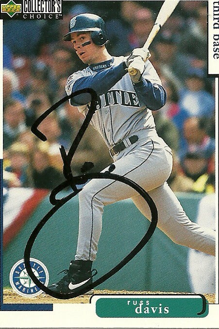 RUSS DAVIS SEATTLE MARINERS SIGNED AUTOGRAPHED 1998 UPPER DECK CARD #498 W/COA