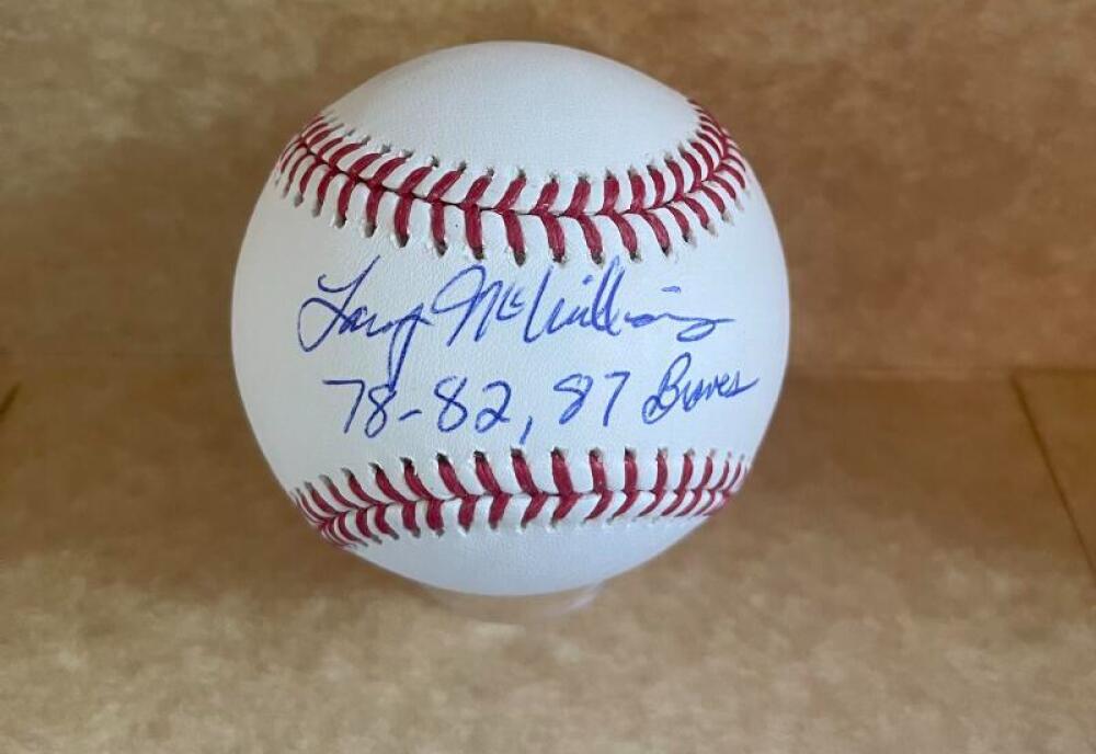 LARRY MCWILLIAMS 78-82,87 BRAVES SIGNED AUTOGRAPHED M.L. BASEBALL BECKETT