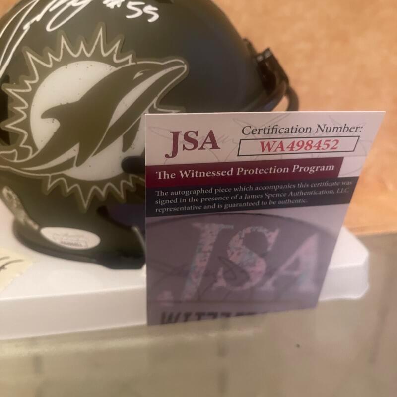 JEROME BAKER DOLPHINS SALUTE TO SERVICE SIGNED MINI HELMET JSA WA498452