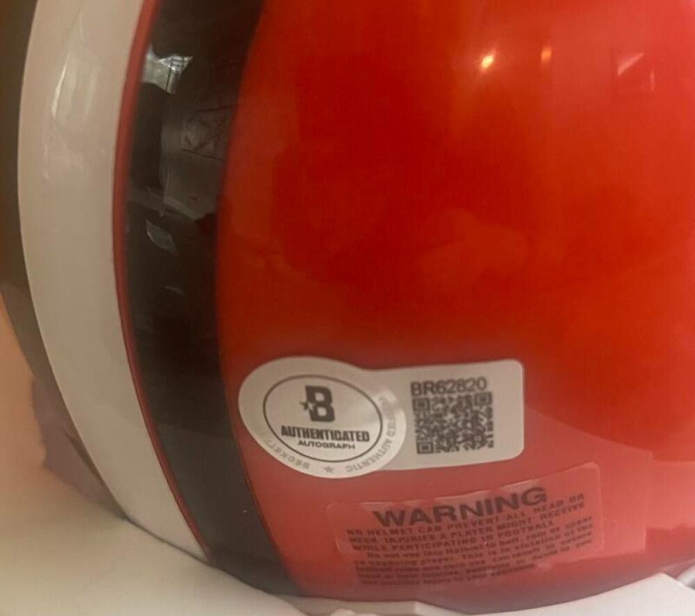 VINNY TESTAVERDE BROWNS SIGNED AUTOGRAPHED MINI HELMET BECKETT AUTH