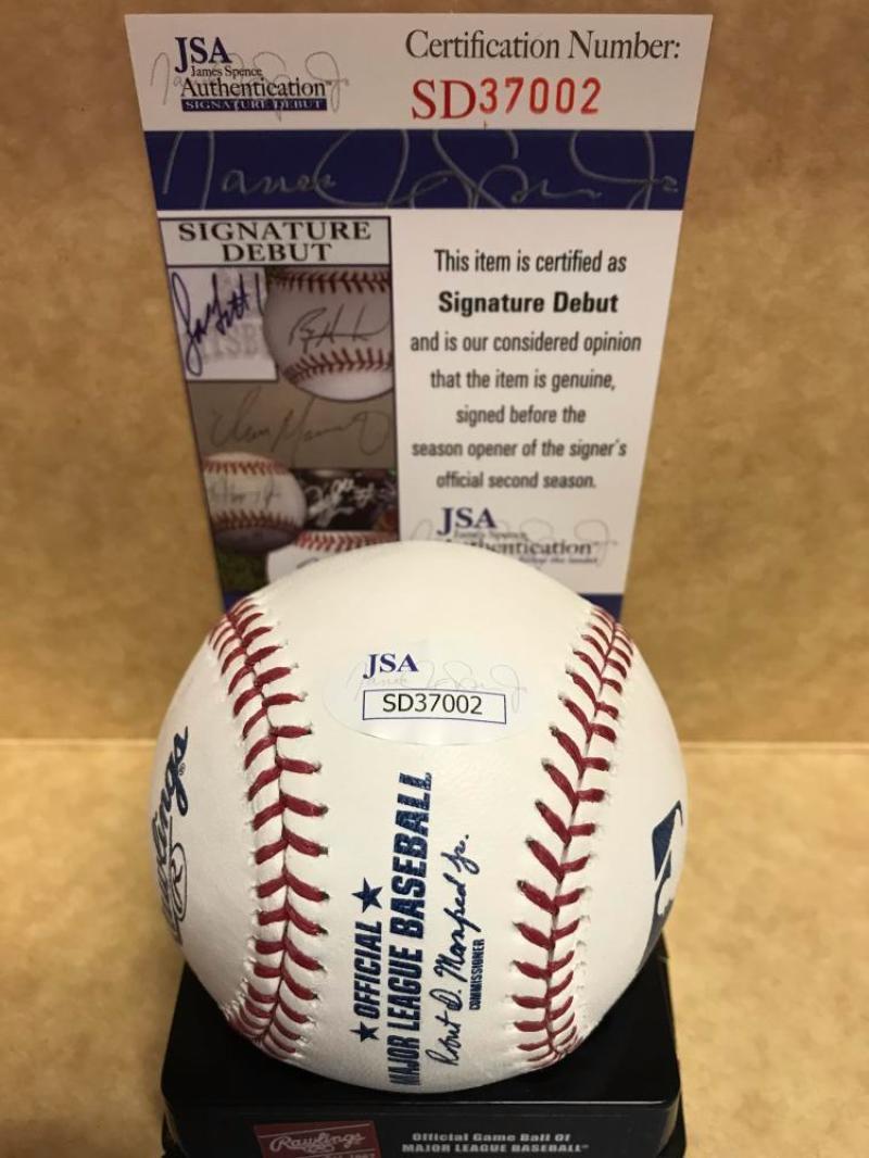 FRANCISCO MEJIA  INDIANS  SIGNED M.L. BASEBALL  SIGNATURE DEBUT JSA SD37002