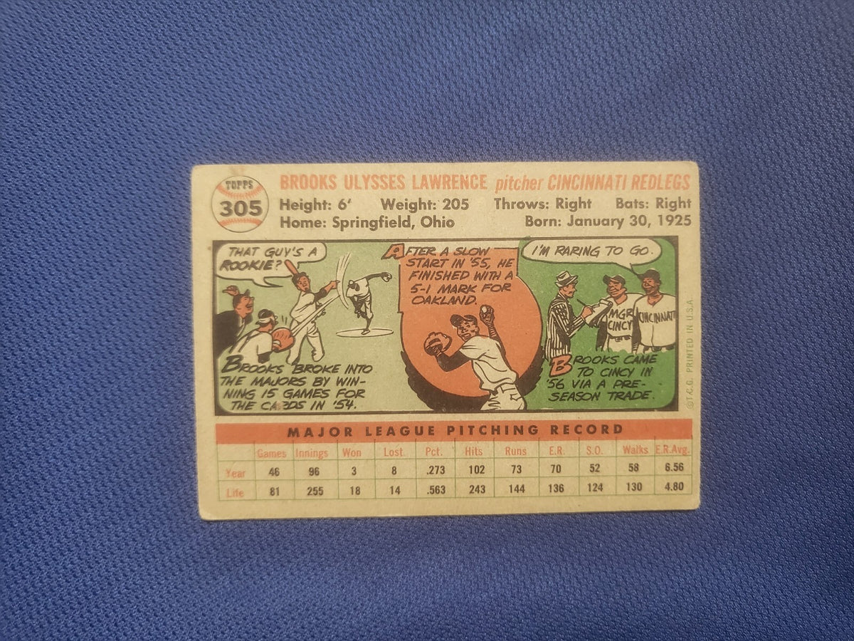 1956 TOPPS BROOKS LAWRENCE CINCINNATI REDS #305 CARD VINTAGE SET-BREAK
