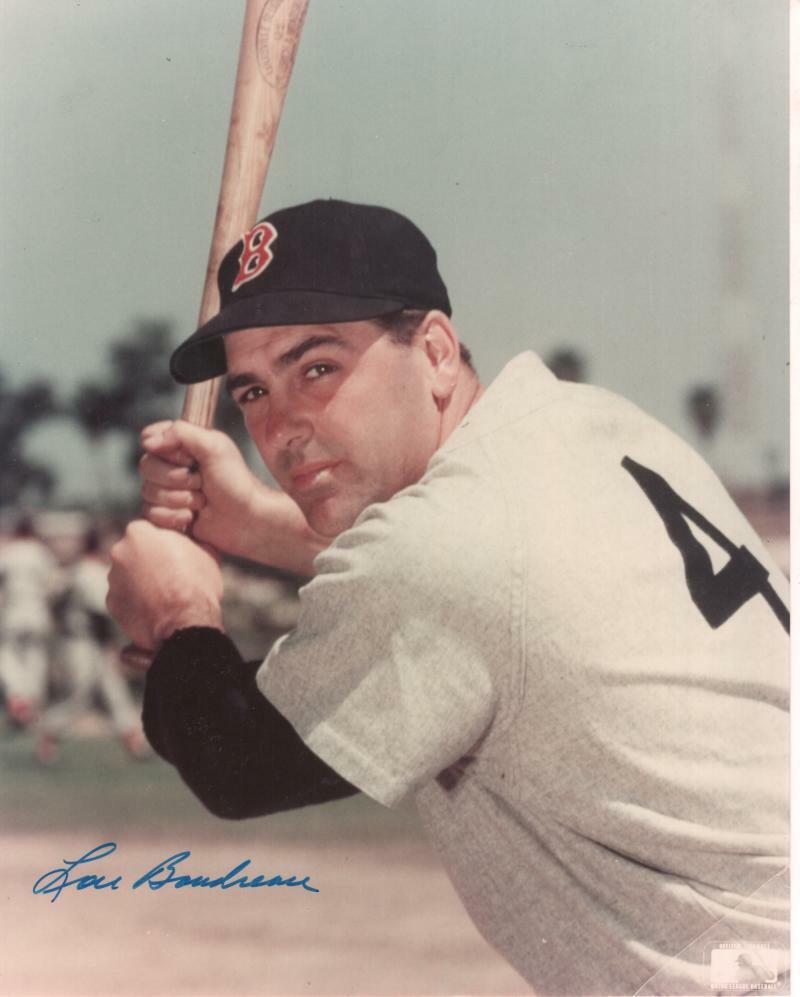 LOU BOUDREAU BOSTON RED SOX   SIGNED AUTOGRAPHED  8X10 PHOTO W/ COA