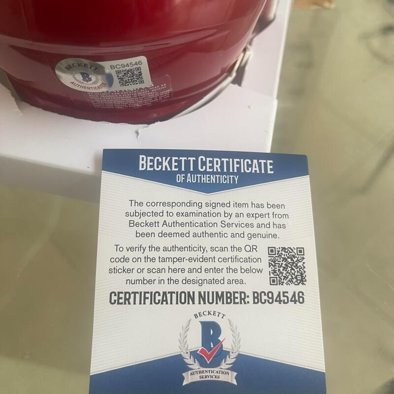 BILLY SIMS 78 HEISMAN SOONERS SIGNED AUTO MINI HELMET BECKETT BA94546