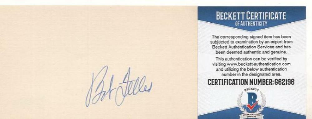 BOB FELLER CLEVELAND INDIANS SIGNED 3X5 INDEX CARD BECKETT G62196