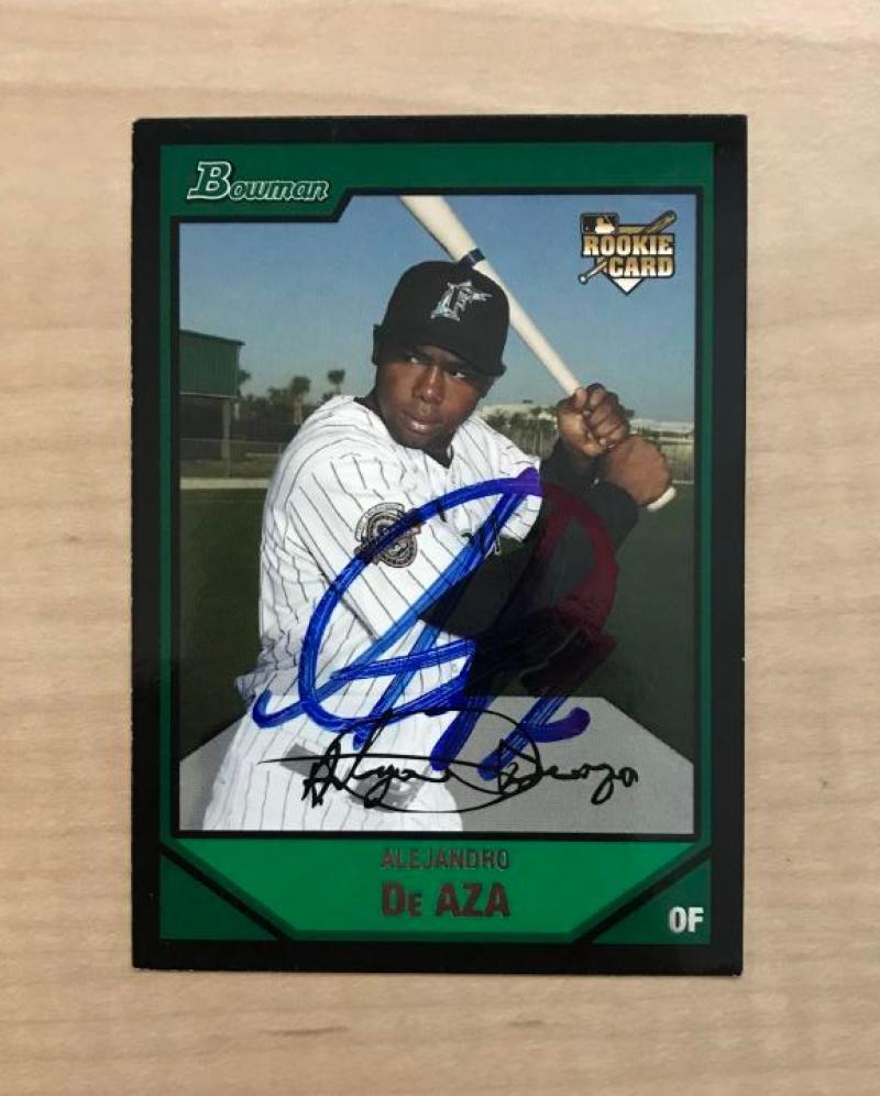 ALEJANDRO DE AZA FLORIDA MARLINS SIGNED AUTOGRAPHED 2007 BOWMAN CARD #BDP7 W/COA
