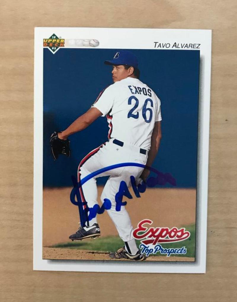 TAVO ALVAREZ MONTREAL EXPOS SIGNED AUTOGRAPHED 1992 UPPER DECK CARD #262 W/COA