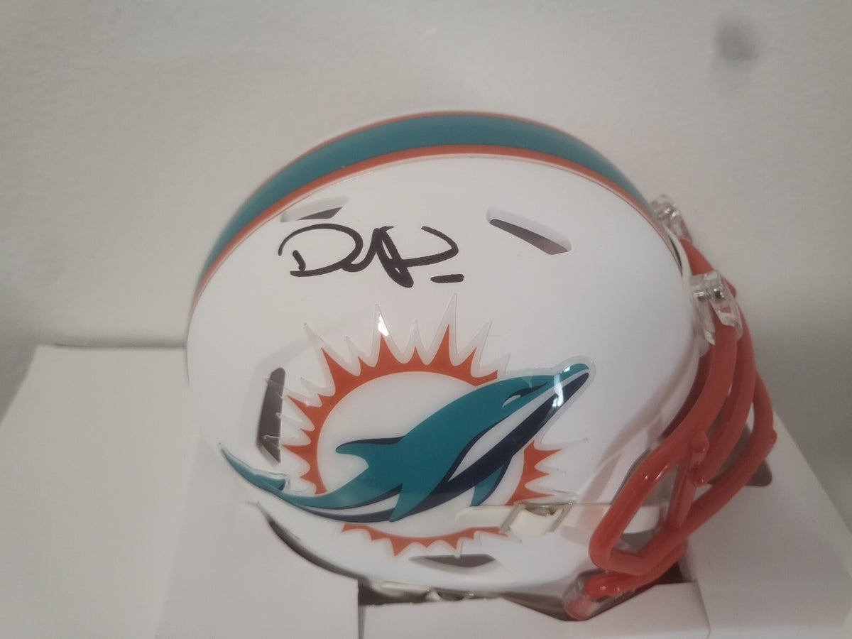 DEVANTE PARKER MIAMI DOLPHINS SIGNED AUTO WHITE MATTE RIDDELL MINI HELMET JSA