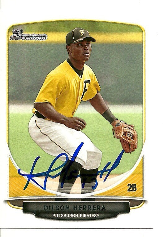 DILSON HERRERA PITTSBURGH PIRATES SIGNED AUTO 2013 BOWMAN CARD #BP78 W/COA
