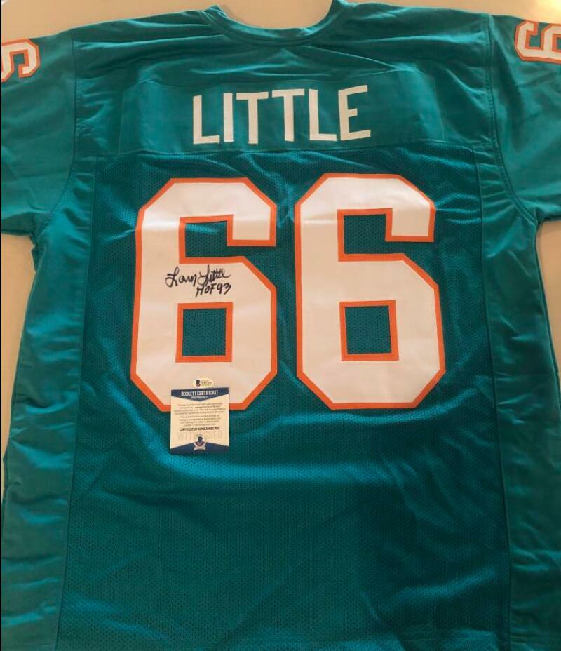 LARRY LITTLE HOF 93 SIGNED AUTOGRAPHED TEAL JERSEY BECKETT WB57629