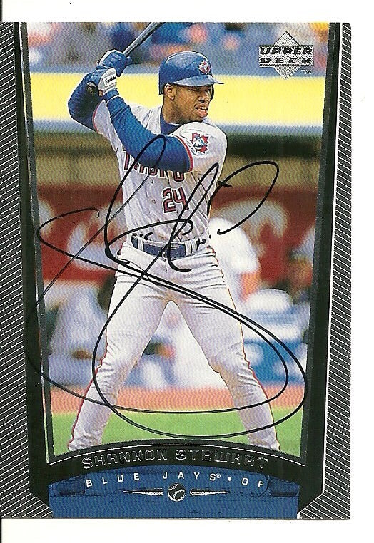 SHANNON STEWART TORONTO BLUE JAYS SIGNED AUTO 1998 UPPER DECK CARD #228 W/COA