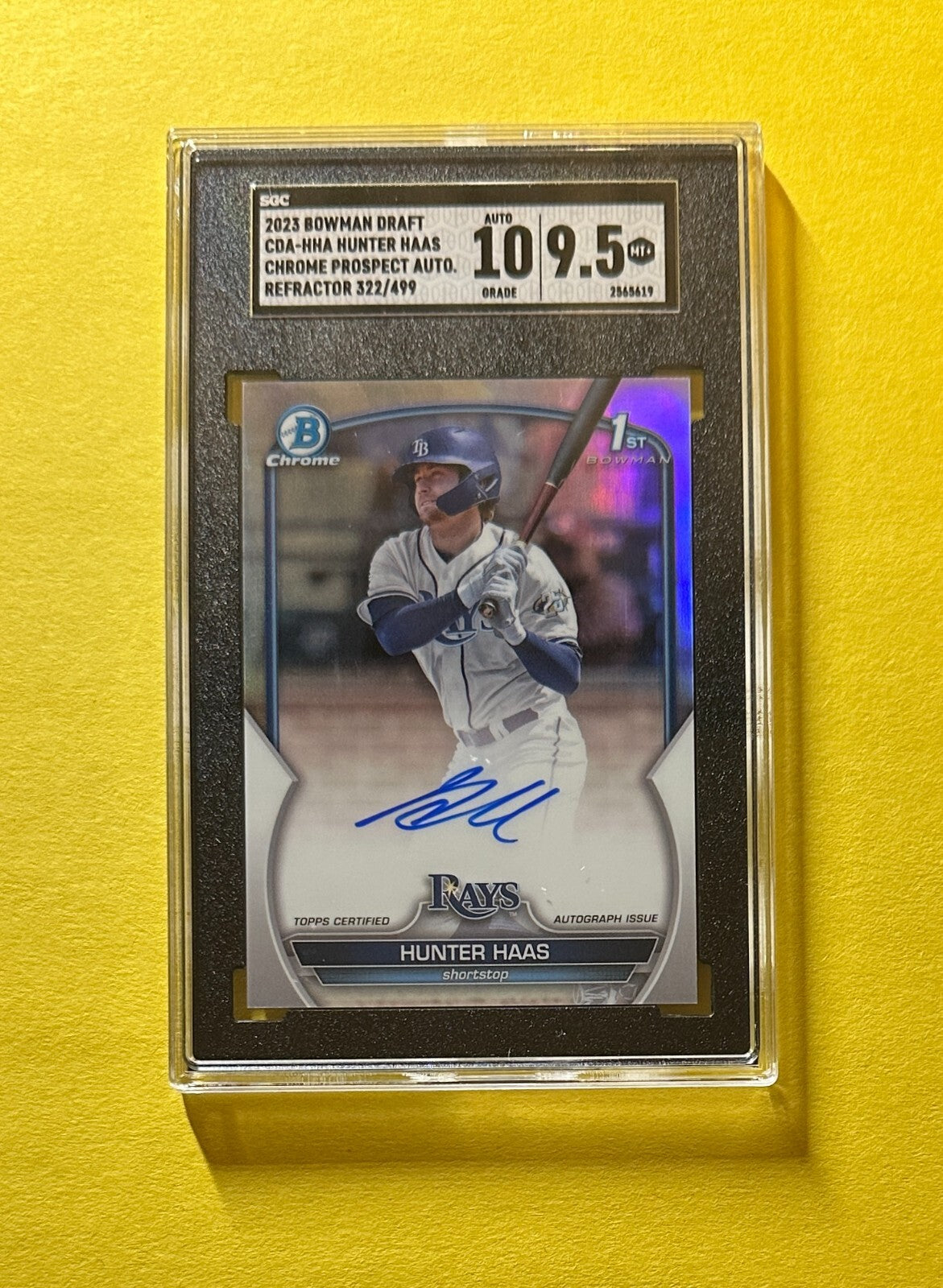 2023 BOWMAN DRAFT HUNTER HAAS REFRACTOR AUTO /499 #CDA-HHA SGC MT+ 9.5 AUTO 10