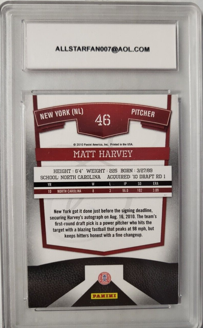 2010 DONRUSS ELITE MATT HARVEY ROOKIE RC #46 AUTO CARD ALL STAR CARDS AUTHENTIC