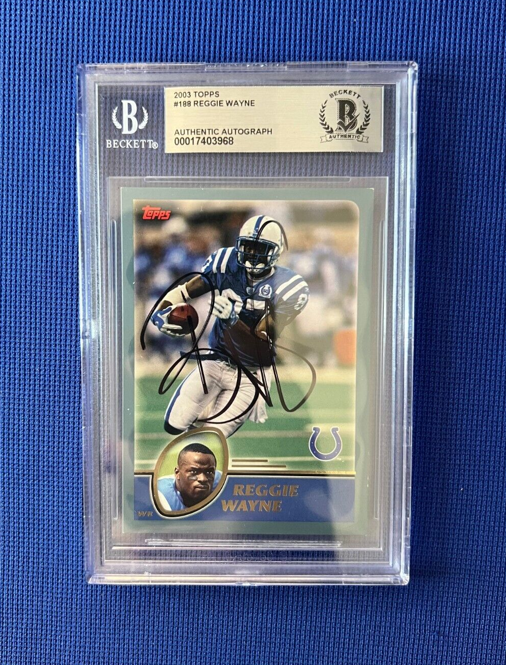2003 TOPPS REGGIE WAYNE COLTS SIGNED AUTOGRAPHED CARD #188 BECKETT