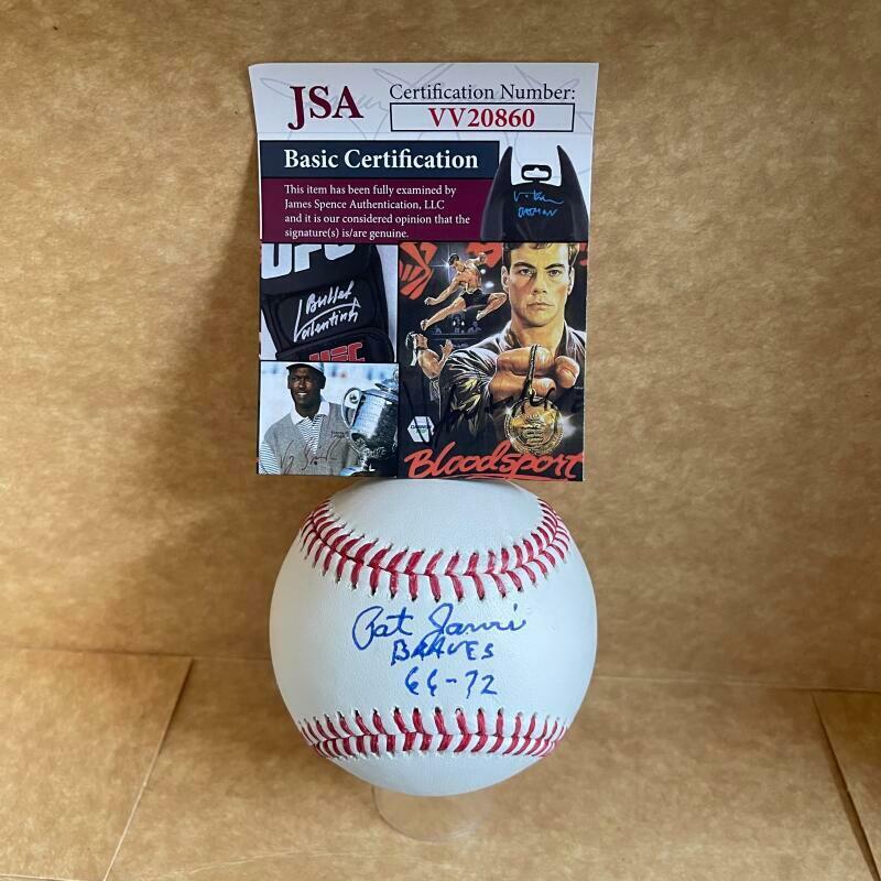 PAT JARVIS 66-72 BRAVES SIGNED AUTO M.L. BASEBALL JSA VV20860