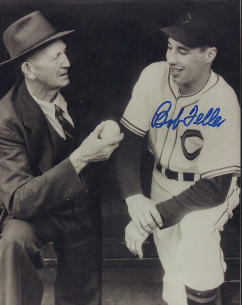 BOB FELLER  CLEVELAND INDIANS SIGNED AUTOGRAPHED 8X10 PHOTO W/ COA