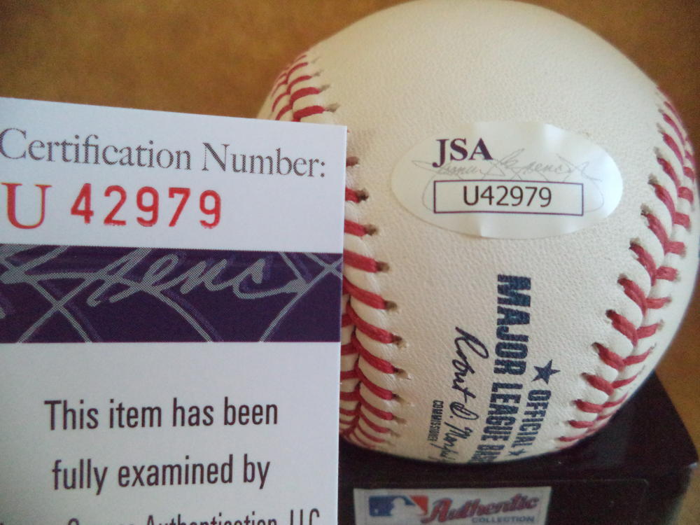 ESTEVAN FLORIAL NEW YORK YANKEES SIGNED AUTOGRAPHED M.L. BASEBALL JSA #U42979