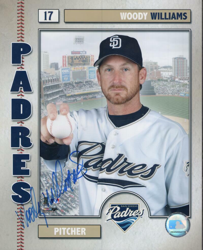 WOODY WILLIAMS SAN DIEGO PADRES SIGNED 8X10 PHOTO W/ COA