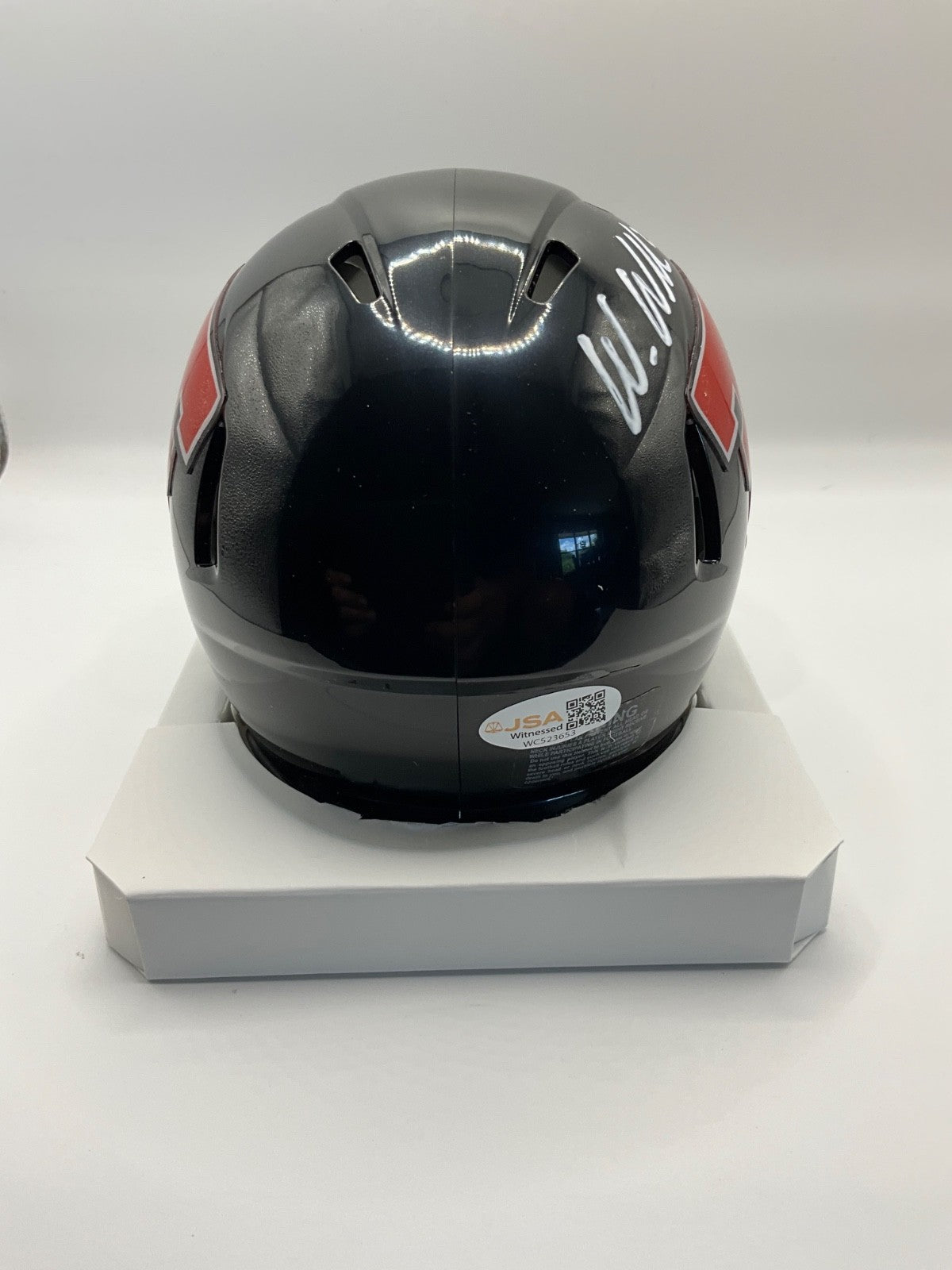 WES WELKER TEXAS TECH RED RAIDERS SIGNED SPEED BLACK MINI HELMET JSA