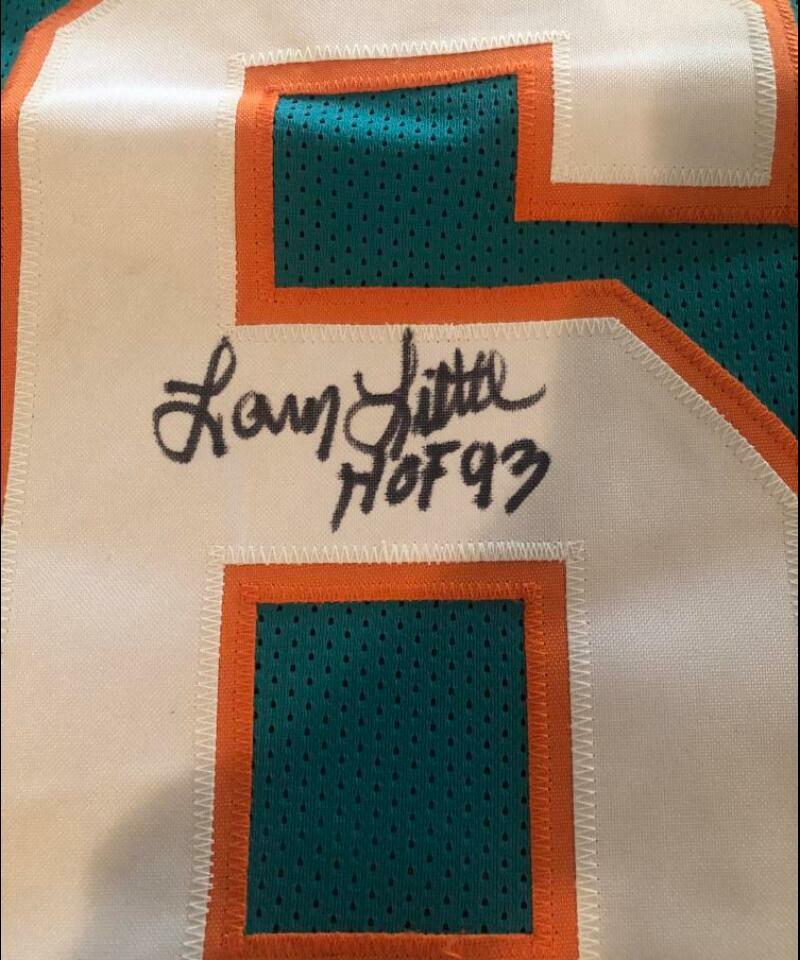 LARRY LITTLE HOF 93 SIGNED AUTOGRAPHED TEAL JERSEY BECKETT WB57629
